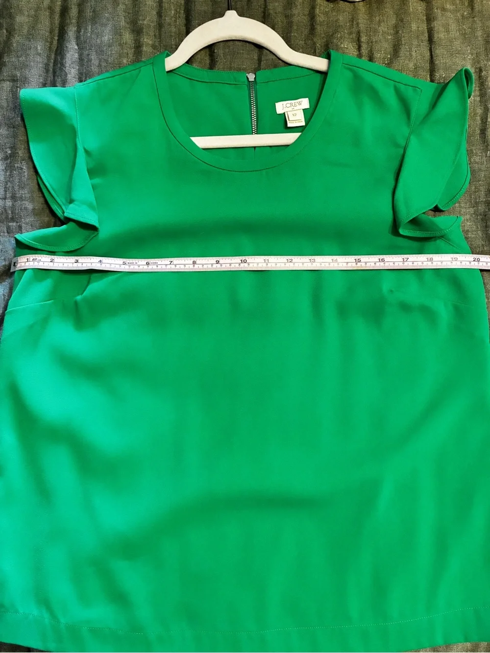 J. Crew Bright Green Flutter Sleeve Blouse